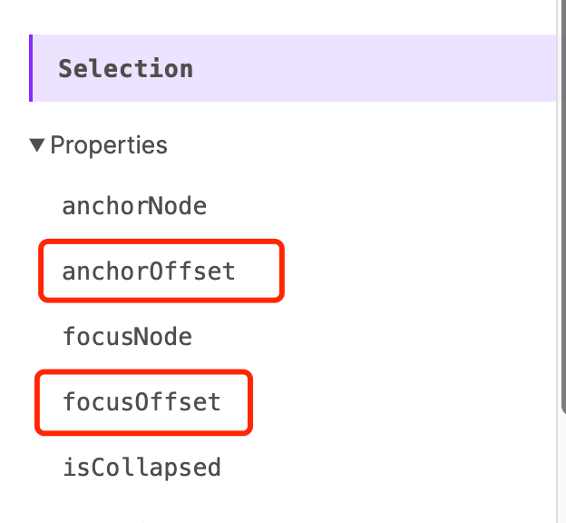 selection offset API