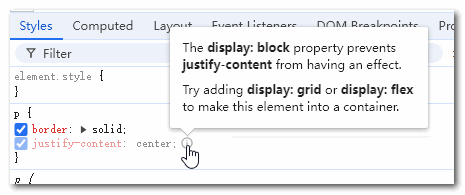 普通元素不支持justify-content说明截图