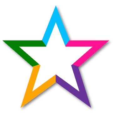 五色五角星边框效果示意